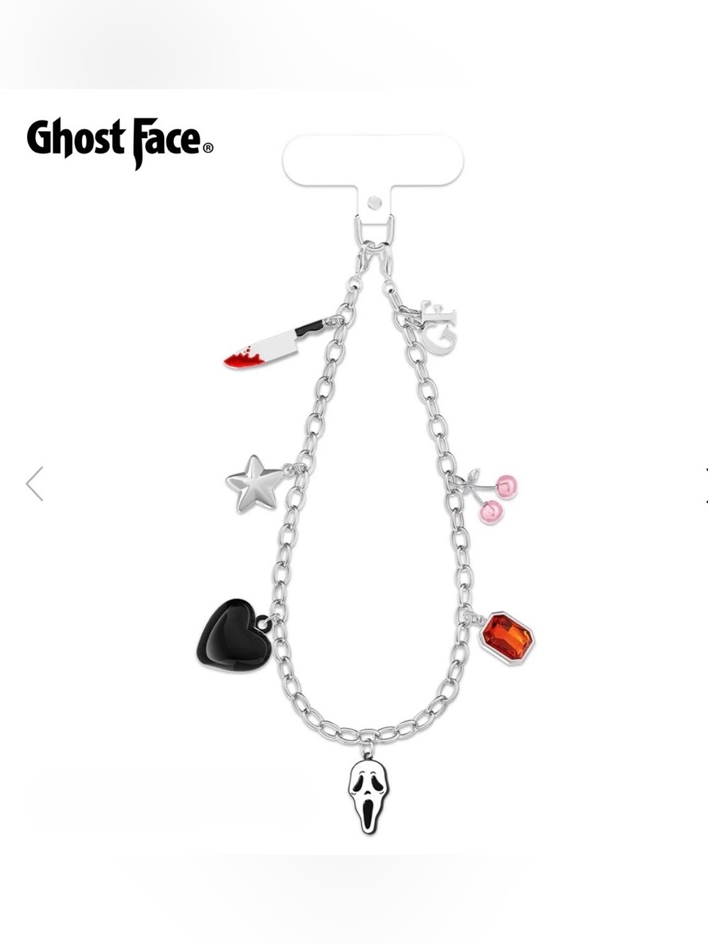Velvet Caviar Ghost Face Phone Charm Bracelet Spooky Halloween